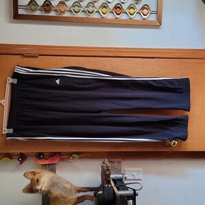 Adidas black with white stripes drawstring pants womens size 3x